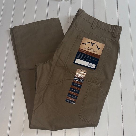Blue Mountain Canvas Utility Pants- Relaxed Fit Khaki Size 36x34 - Picture 1 of 8